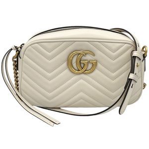 Gucci GG Marmont Matelasse Small Shoulder Bag in White Leather